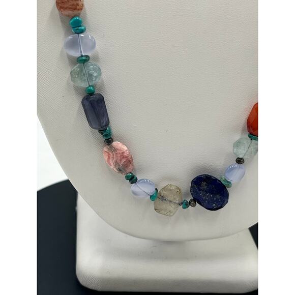 Peyote Bird Designs Gemstone Lapis Carnelian Rose Quartz Turquoise Necklace - Picture 4 of 16